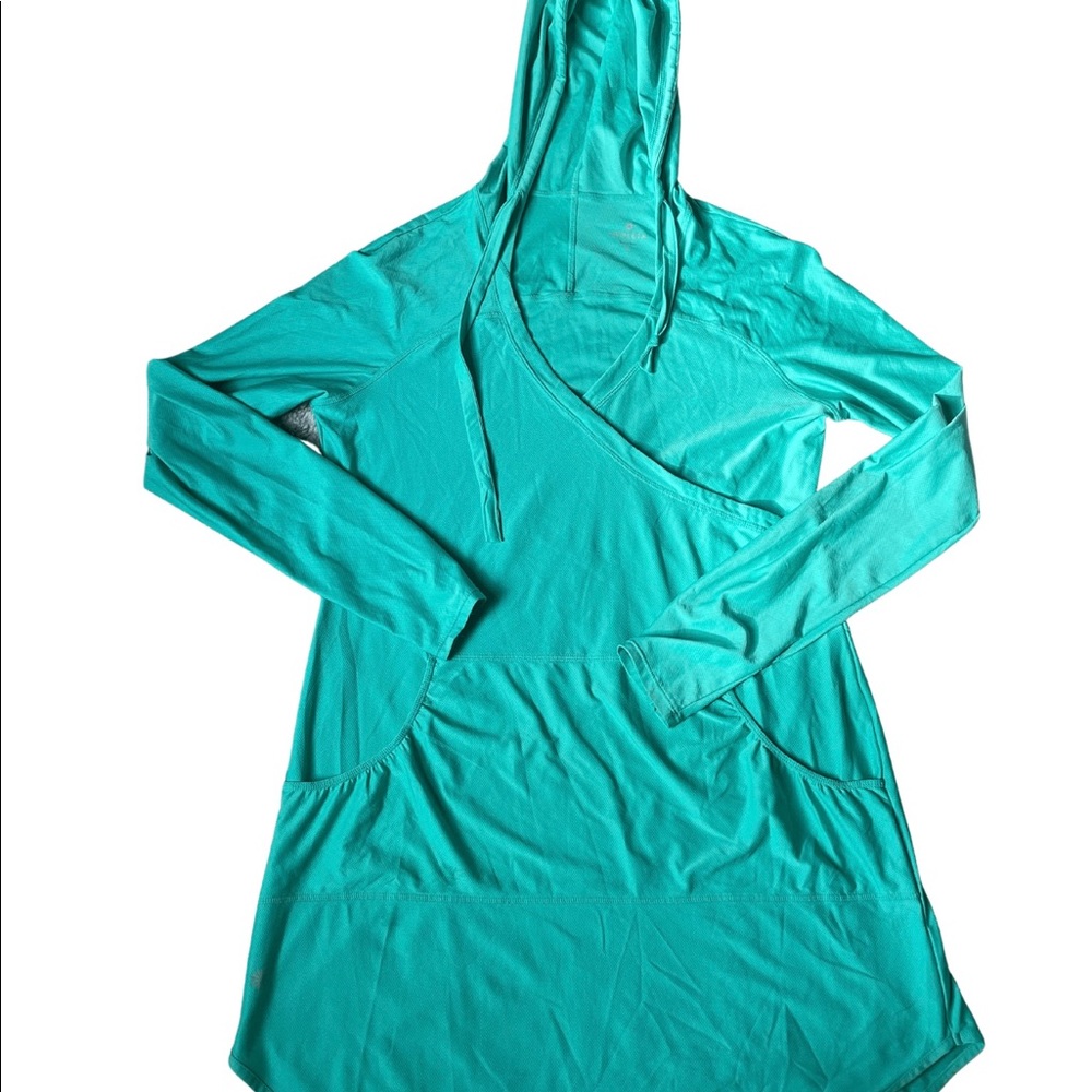 teal Athleta Wick and Wader Hooded Cover Up